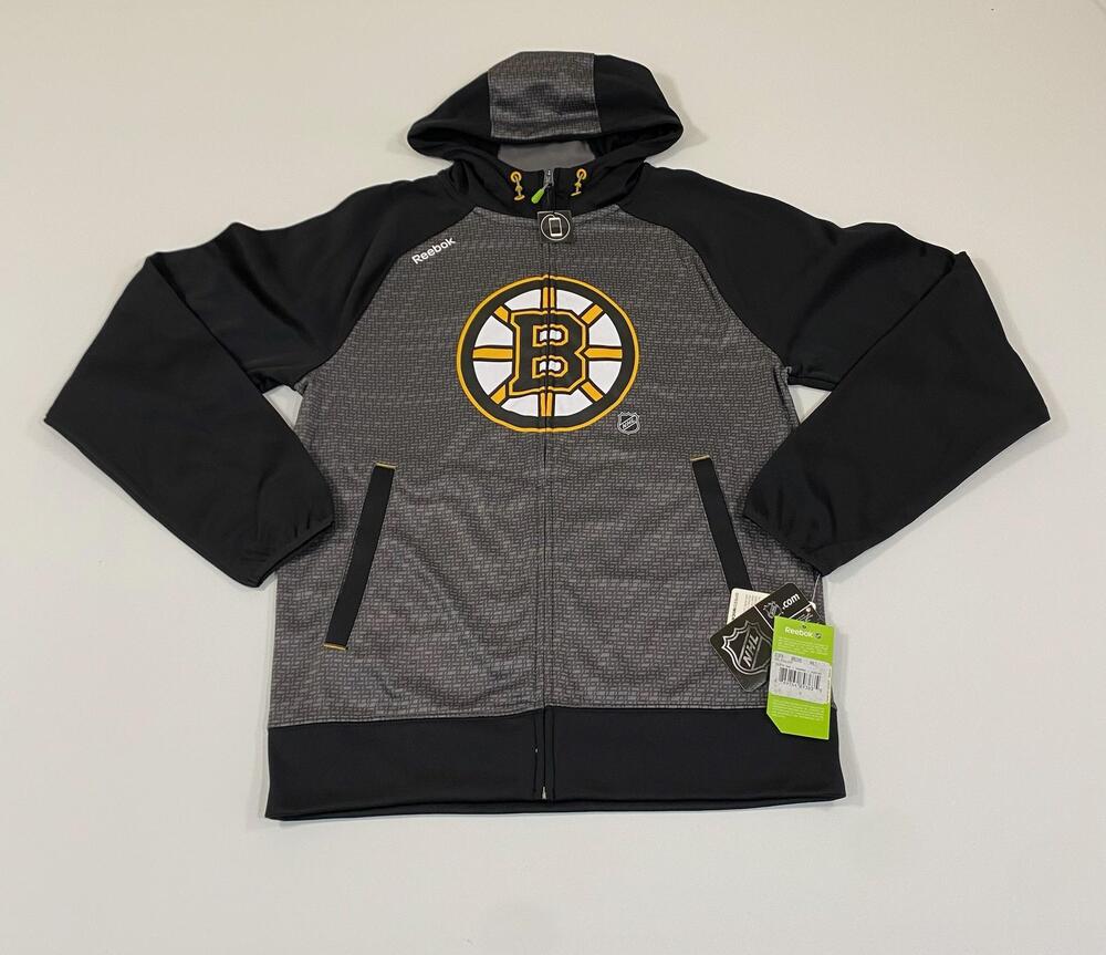 New Boston Bruins Hoodie Sweatshirt Mens Small Gray NHL Hockey Reebok Center Ice